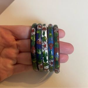 Set of 7 Floral Bangle Bracelets